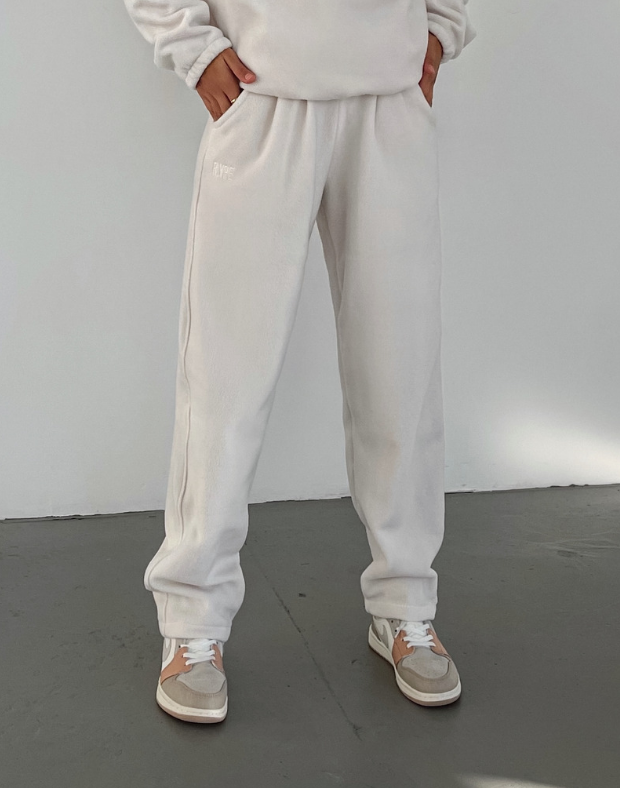 ШТАНЫ ОВЕРСАЙЗ ИЗ ФЛИСА ПРЯМЫЕ, ХОЛОДНЫЙ ШАМПАНЬ - Фото 1