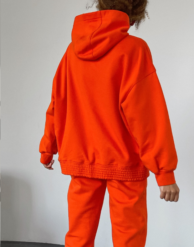 ХУДИ УТЕПЛЕННЫЙ ОВЕРСАЙЗ УДЛИНЕННЫЙ, ОРАНЖЕВЫЙ - Фото 2